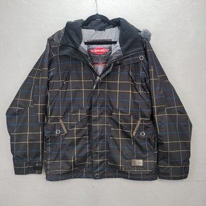 Sims Men’s Size Small Snowboard Ski Hooded jacket Winter Sport Black pinstripe